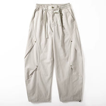 Load image into Gallery viewer, Heavyweight Cotton Rivet Detail Drawstring Curved Wide-leg Trousers
