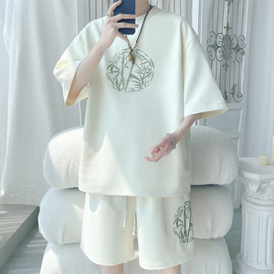 Ice Silk Loose Short-sleeved Casual Sports Shorts Two-piece Set