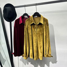 Load image into Gallery viewer, Loose-Fit Velvet Shirt with Fluid Drape
