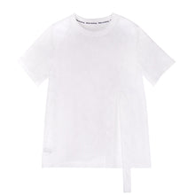Load image into Gallery viewer, Women's Floral Pattern Lace Slit Hem T-shirt

