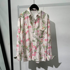 Retro Print Loose Non-iron Drape Shirt