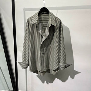 Striped Irregular Lapel Shirt
