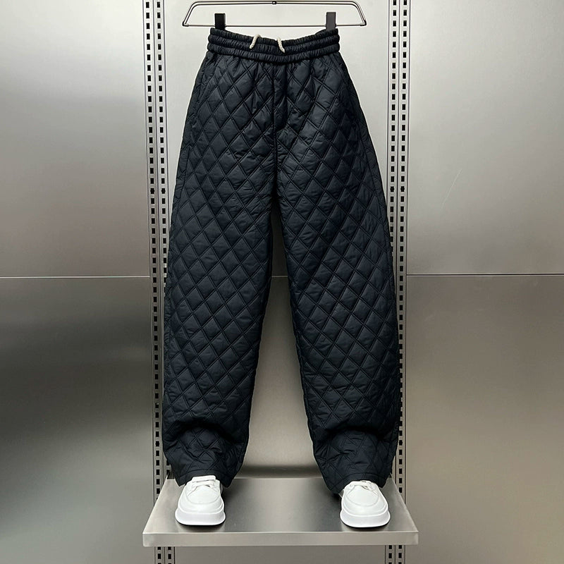 Quilted Casual Wide-leg Cotton Pants