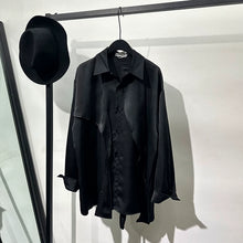 Load image into Gallery viewer, Irregular-Ribbon Satin Pleated Shirt
