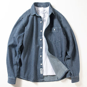 Casual Retro Loose Vertical Striped Shirt