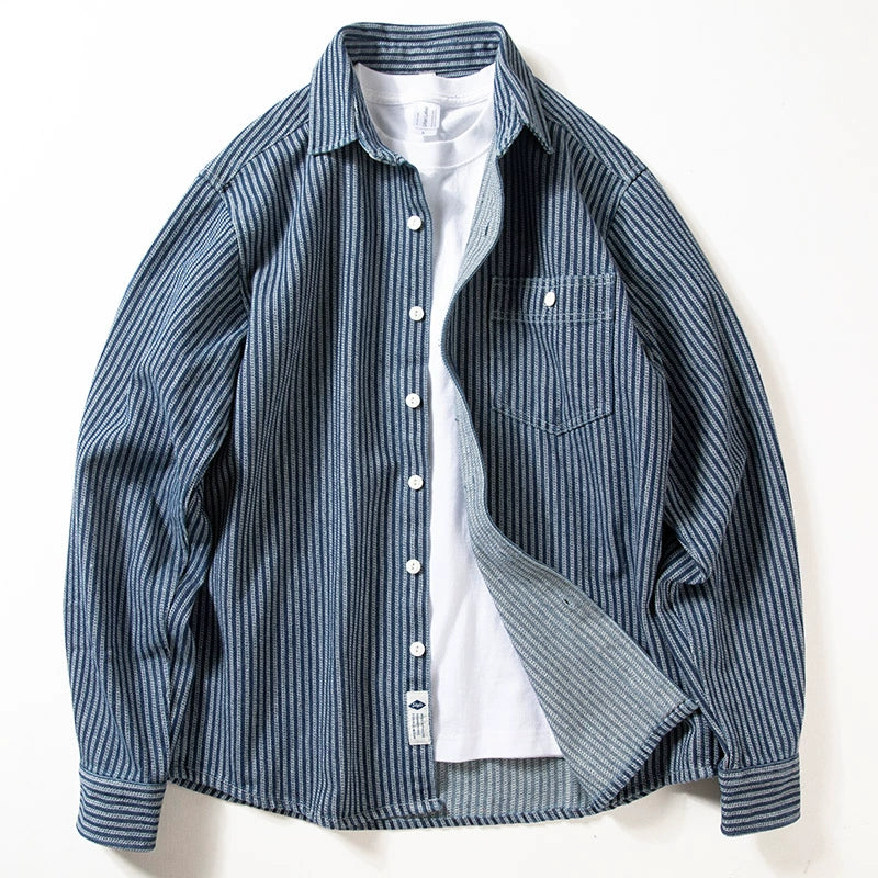 Casual Retro Loose Vertical Striped Shirt