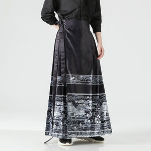 Retro Printed Horse-face Skirt Hanfu