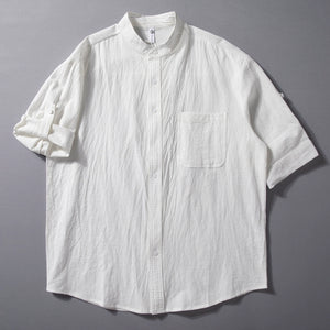 Vintage Stand Collar Loose Shirt