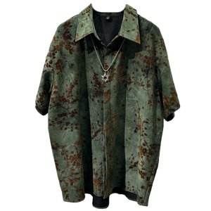 Vintage Print Loose Lapel Shirt