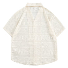 Load image into Gallery viewer, Loose Casual Hollow Pattern Cuban Collar Shirt
