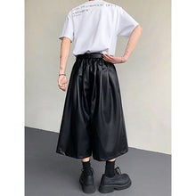 Load image into Gallery viewer, PU Leather Pleated Loose Wide-leg Cropped Trousers
