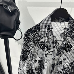 Retro Hollow Print Loose Casual Shirt