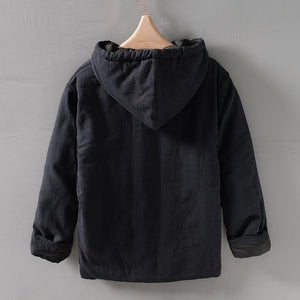 Retro Buttoned Hooded Warm Cotton Coat