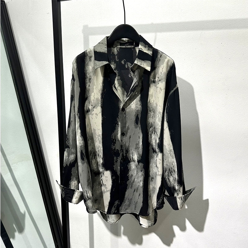 Vintage Striped Print Loose Shirt