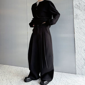 3D Heavyweight Wide-leg Casual Trousers
