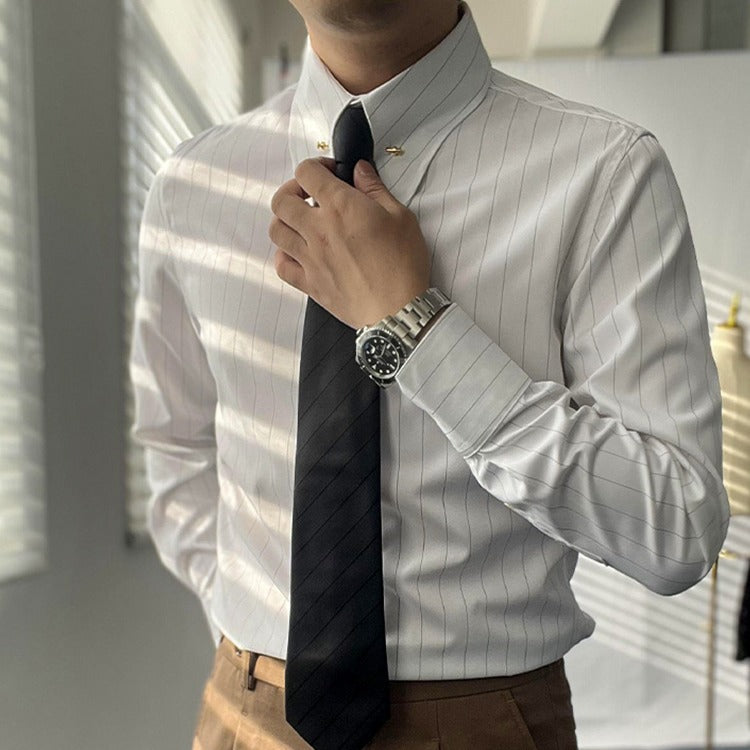 Striped Slim-fit Casual Wrinkle-free Shirt