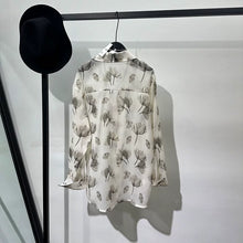 Load image into Gallery viewer, Semi-sheer Printed Loose-fit Long-sleeve Shirt
