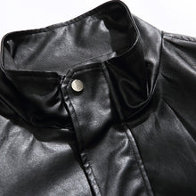 Load image into Gallery viewer, Stand Collar Leather Jacket
