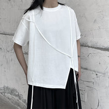 Load image into Gallery viewer, Japanese Style Irregular Round Neck Loose T-shirt
