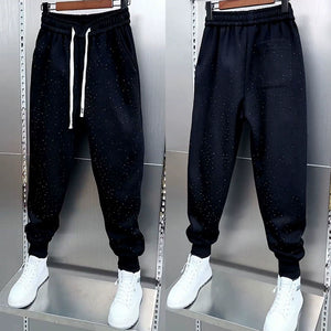 Starry Rhinestone Cuffed Sweatpants