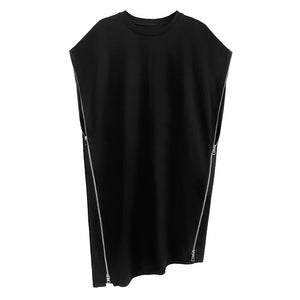 Side Zip Short Sleeve T-Shirt Dress