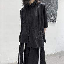Load image into Gallery viewer, Japanese Style Irregular Pleated Loose T-shirt

