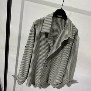 Striped Irregular Lapel Shirt