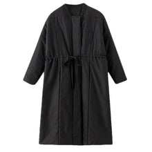 Load image into Gallery viewer, Straight Collar Single Breasted Long Drawstring Coat
