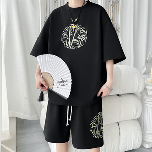 Ice Silk Loose Short-sleeved Casual Sports Shorts Two-piece Set
