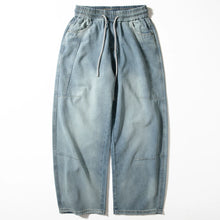 Load image into Gallery viewer, Retro Drawstring Casual Loose Curved Wide-leg Jeans
