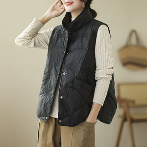 Loose Stand Collar Thickened Short Vest