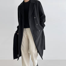 Load image into Gallery viewer, Woolen Mid-length Loose Windbreaker Coat
