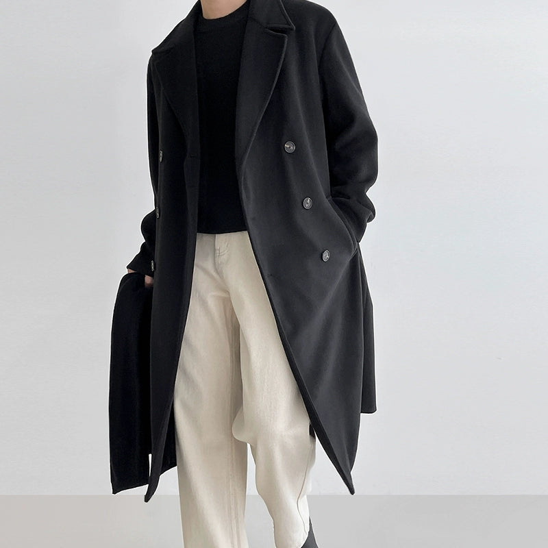 Woolen Mid-length Loose Windbreaker Coat