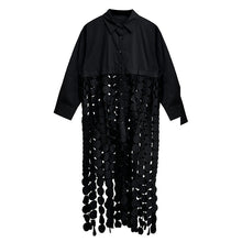 Load image into Gallery viewer, Spliced Hollow Circle Tassel Casual Shirt Dress
