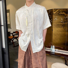 Load image into Gallery viewer, Summer Vintage Satin Jacquard Tassel Shirt
