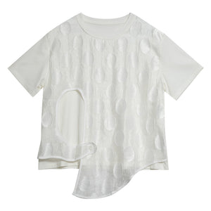 Asymmetric Round Neck Loose Fake Two-piece T-shirt