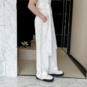 Heavy-duty Pearl Stitching Wide-leg Pants