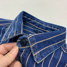 Load image into Gallery viewer, Vintage Distressed Washed Denim Striped Shirt
