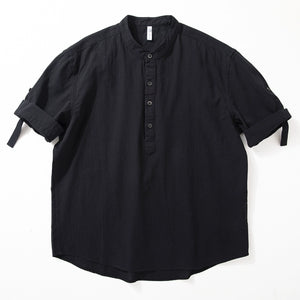 Stand Collar Casual Short Sleeve Shirt
