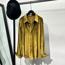 Load image into Gallery viewer, Loose-Fit Velvet Shirt with Fluid Drape
