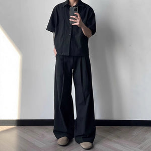 Tencel Linen Double Pleat Straight Drape Trousers