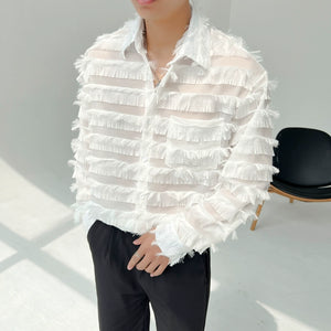 Tassel Striped Hollow Loose Shirt