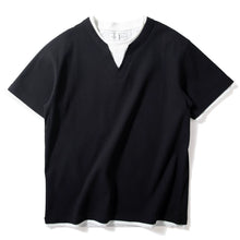 Load image into Gallery viewer, V-neck Faux Two-piece Waffle Knit Loose T-shirt
