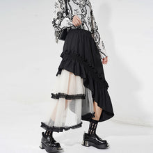 Load image into Gallery viewer, Contrast Color Panel Ruffled Mesh Skirt
