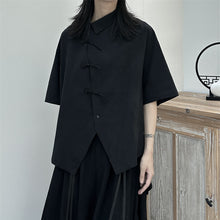 Load image into Gallery viewer, Slanted Buttoned Solid Color Irregular Shirt
