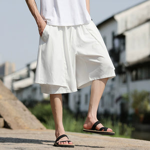 Ice Silk Loose Fake Two-piece Wide-leg Shorts