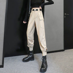 High Waist Casual Cuffed Overalls