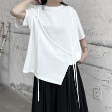 Load image into Gallery viewer, Japanese Style Irregular Round Neck Loose T-shirt
