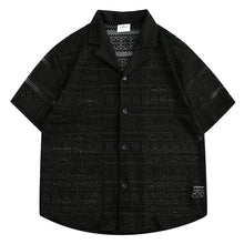 Load image into Gallery viewer, Loose Casual Hollow Pattern Cuban Collar Shirt
