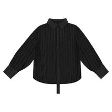 Load image into Gallery viewer, Striped Textured Loose Long-sleeved Shirt
